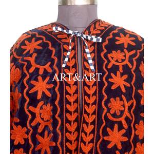 Ethnic Statement <b>Velvet</b> Suzani Boho Handmade Embroidered <b>Quilted</b> Eco-Friendly Cotton Women's Jacket - Product Image 3