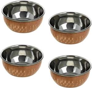 Direct Factory <b>Sale</b> Copper Steel Indian Traditional Dinner <b>Set</b> of Thali <b>Plate</b> Bowls,Glass & Spoon - Product Image 5