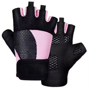 Guantes de Gimnasio de Cuero Rosa y Negro para Mujer, Guantes de Protección para Levantamiento de Pesas, Guantes de Ciclismo para Hombre - Product Image 1
