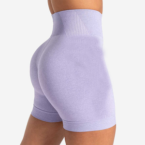 Women's Solid <b>High</b>-<b>Waist</b> Elastic Ribbed Biker <b>Shorts</b> Soft Comfortable Sport Four-Way Stretch Breathable Seamless - Product Image 3