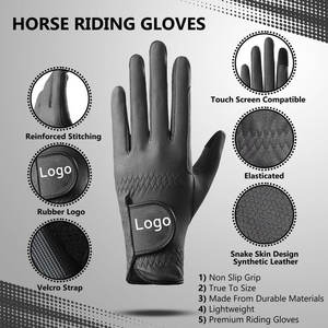 Gants d'équitation unisexes personnalisés, style cavalier, noir gris XXL, sport équestre, PU respirant, antidérapants, pour l'équitation hivernale - Product Image 6