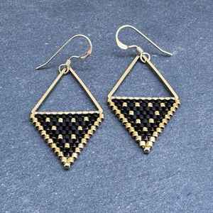 Boho <b>bead</b> earrings with turquoise design andy cascading <b>fringe</b>, unique jewelry gift - Product Image 5