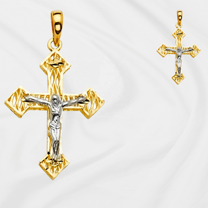 14K dos tonos oro Jesús crucifijo Cruz encanto colgante clásico nuevos diseños de tendencia para Mujeres Hombres niños-joyería de moda para - Product Image 6