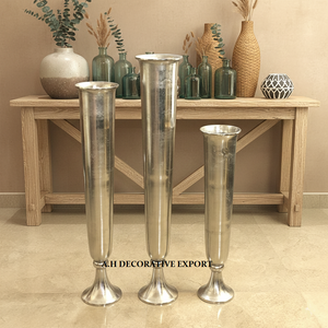 Jarrón Moderno de Acero Inoxidable con Base de Pedestal, Acanalado, Resistente al Óxido, Decorativo, para Flores, Jarrón de Mesa, Decoración de Vestíbulo de Hotel - Product Image 4