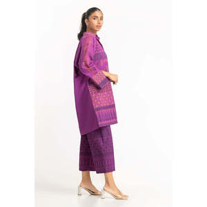 Conjunto de Camisa y Pantalón de Cintura Alta para Mujer, Transpirable, en Color Morado Teñido, con Decoración Estampada - Product Image 5