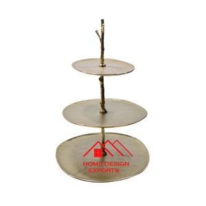 Meilleure vente Support à gâteau de luxe sur dessus en marbre plaqué or Décoration de fête de mariage Matériau métallique - Product Image 1