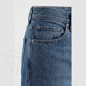 Jeans rétro pour homme, style estival, coupe droite, pantalon large et long, motif uni, taille mi-haute, décontracté, formel, denim, couleur personnalisée - Product Image 5