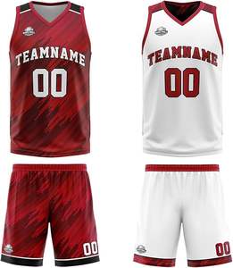 Uniforme de basket-ball sans manches de haute qualité 100% polyester, blanc, rouge, bordeaux, texture personnalisée, nom et logo, séchage rapide, sport - Product Image 3