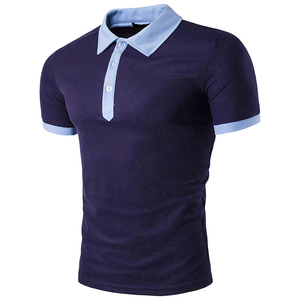 เสื้อโปโลแขนสั้นลำลองสำหรับผู้ชายเสื้อระบายอากาศได้ดีถักลายสีพื้นพิมพ์ลายด้วยความร้อน - Product Image 1