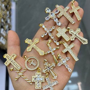 Custom Religious Bracelet <strong>Charms</strong> Green White CZ Guadalupe Connector <strong>Cross</strong> <strong>Charm</strong> Gold Plated Christian Jewelry Findings Wholesale - Product Image 3