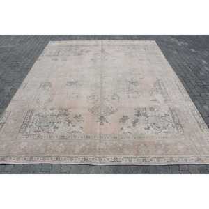 Alfombra Vintage, Alfombra Turca Extra Grande de 9.8x12.5 pies, Alfombra de Lana Sólida Gris - Product Image 1