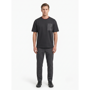 Men's Heavyweight 320GSM Mercerized Cotton T-<b>Shirt</b> Dyneema Pocket Ultrasonic <b>Welded</b> Streetwear Tee Customizable OEM Sialkot - Product Image 1