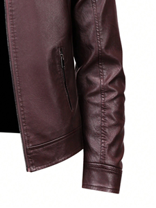 Bonne qualité hiver 2024 nouveautés hommes vêtements en cuir épais veste col en fausse fourrure coupe-vent chaud manteau - Product Image 5