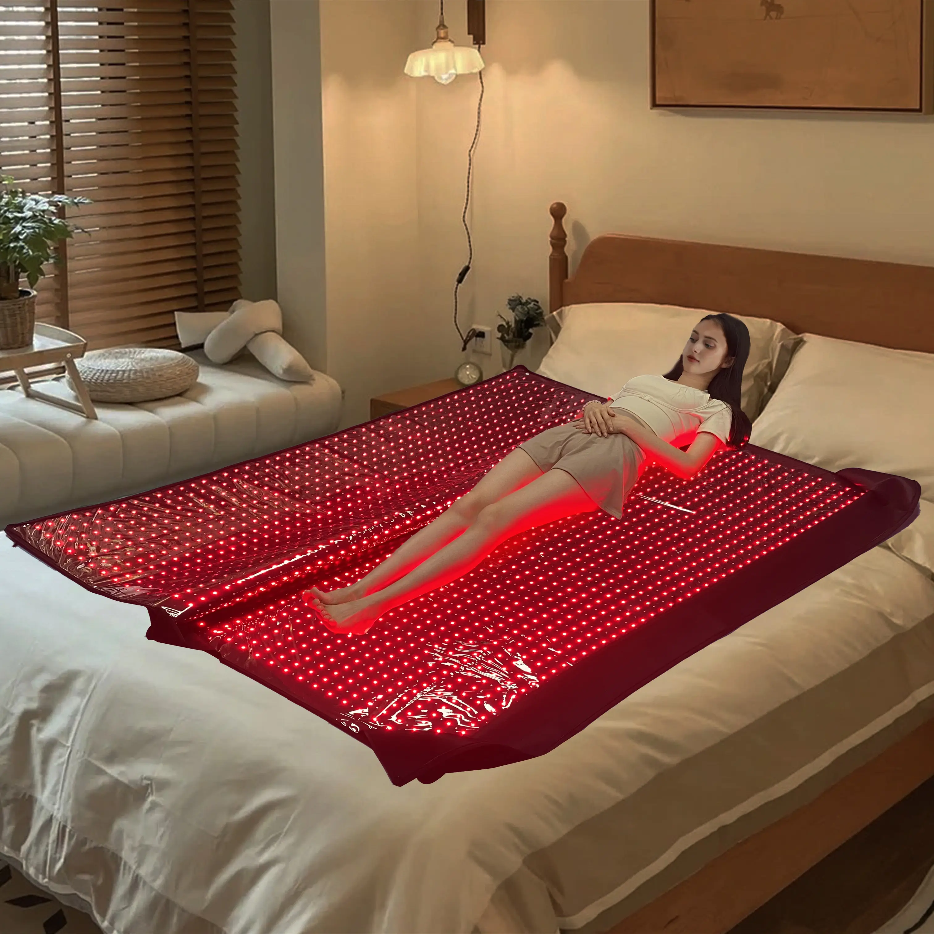 En iyi uyku tulumu zayıflama 360 Led kırmızı ve yakın kızılötesi ışık tedavisi ped bakla kapsül tam vücut Mat yatak