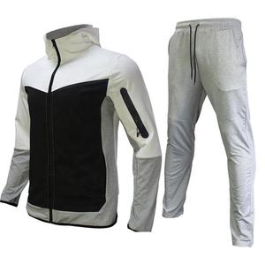 Chándal deportivo para hombre con logotipo personalizado del fabricante, conjunto de chándal con capucha y cremallera completa de poliéster Tech Fleece, chándal de dos piezas - Product Image 2