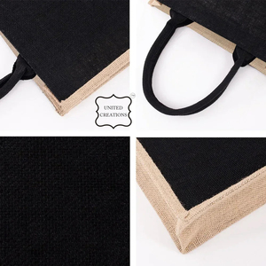 ถุงผ้าปอกระเจาสีดำพิมพ์ลายกำหนดเองผ้าใบเคลือบชายหาดและพีซีป่านพร้อมโลโก้สะพายไหล่ cus - Product Image 6