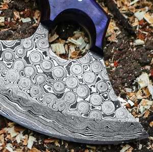 Hache de chasse en acier damassé fait à la main avec couteau de cuisine coupe-pizza pour hommes, nouveauté 2025 - Product Image 4