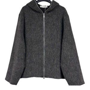 Haute qualité laine tricoté hommes fermeture éclair Mohair à capuche vêtements d'hiver fermeture éclair décontracté Logo personnalisé solide gris Mohair à capuche pour hommes - Product Image 1