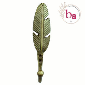 Cintre mural multifonctionnel en fonte en forme de feuille en laiton antique fabriqué à la main pour manteau et chapeau - Product Image 1