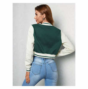 Chaqueta Universitaria de Lana Completa para Mujer, Chaqueta Bomber de Cuero y Algodón Transpirable de Alta Calidad, Chaqueta Universitaria con Letras - Product Image 6