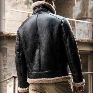 Dernier design Veste de motard formelle en cuir véritable et toile, mode hiver, avec doublure chaude en fourrure de mouton, personnalisable avec lettres, pour hommes - Product Image 5