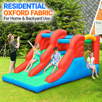 Château gonflable en tissu Oxford pour usage domestique avec toboggan et souffleur 450W pour enfants, idéal pour jouer en intérieur ou en extérieur dans le jardin.