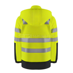 Sweat à capuche de sécurité haute visibilité avec bande réfléchissante, vêtements de travail à haute visibilité avec poches pour l'extérieur - Product Image 3
