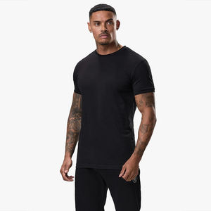 Camiseta Larga Personalizada para Hombre, de Peso Pesado, con Cuello Alto de Lujo, Secado Rápido, Estilo Hip Hop, Talla Grande, Lisa para Impresión de Logotipo Personalizado - Product Image 1