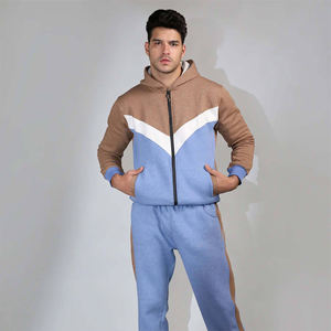 Conjunto de Sudadera con Capucha y Pantalones con Cremallera Completa, Color Personalizado, Ecológico, para Hombre, Ropa Deportiva Informal, Traje Deportivo de Dos Tonos para Invierno - Product Image 2