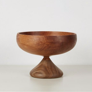Unique Design Wooden Bowl with <b>Cone</b> Base Pedestal Bowl Dining Table Decorative Customized Wooden Serving Bowl - Product Image 3