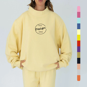 Automne sérigraphie personnalisée femmes polaire douce à l'intérieur pull surdimensionné solide réversible col montant sweat - Product Image 4