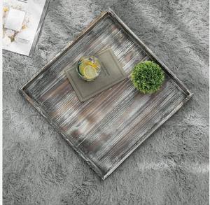 Sustainable Pine Wood and Ceramic Square <b>Platter</b> Handmade Serving Tray with Metal Handles for Home Restaurant Multipurpose Use - Product Image 6