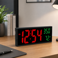 Grote LED digitale wandklok met temperatuur, luchtvochtigheid, WiFi, web-instelling, alarm, bureau- en wandmontage