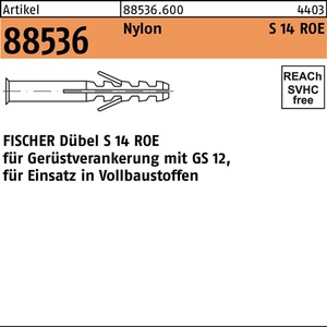 Anclajes de Nylon Fischer Dowel R 88536 S 14 ROE 135, 25 Piezas - Product Image 1