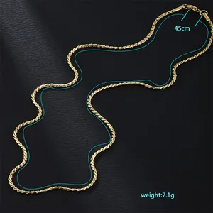 สร้อยคอชุบทอง14K สำหรับทุกเพศสไตล์วินเทจแบบลำลองทันสมัยพร้อมห่วงโซ่ชุบสแตนเลสสีทึบ - Product Image 2