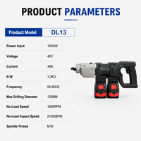 Perceuse à percussion sans balais au lithium HILYIN DL13 1550W, 132 mm, portative, avec moteur central, outils de perçage, vente en gros d'usine