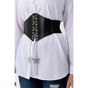 Ceinture corset en tricot élastique pour femme - Noir - Product Image 2