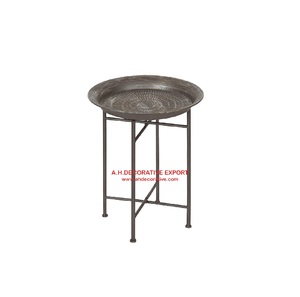 Mesa auxiliar redonda de Metal con acabado antiguo dorado, para oficina y dormitorio, sofá, mesa de centro lateral, libros y escultura, mesas decorativas - Product Image 3