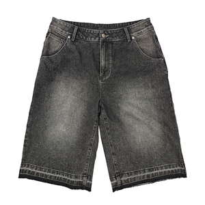 Verano 100% algodón personalizado hombres pantalones cortos de mezclilla Streetwear suelta holgada Vintage lavado Rhinestone Denim Jorts pantalones cortos para hombres - Product Image 2