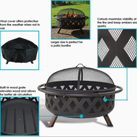 Équipement de chauffage de foyer en fer BBQ avec couverture en maille Grilles Poker pour Patio Brasero extérieur Cheminée de jardin Foyers à bois