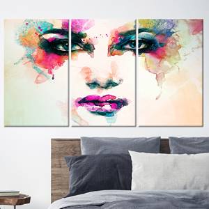 Toile imprimée : Art mural moderne avec visage de femme coloré, lot de 3 toiles - Product Image 1