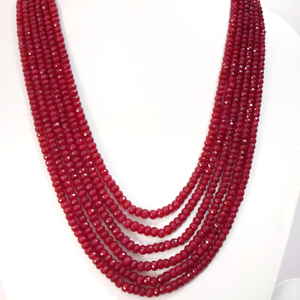 Ruby Rondelle Beads Ruby Faceted Beads Collar - Product Image 1
