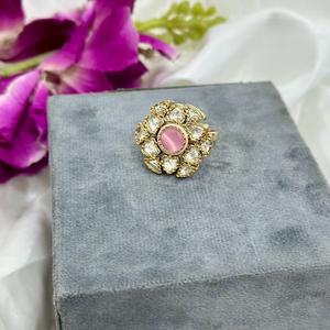Attrayant de qualité supérieure finition or Moissanite Polki Kundan anneau réglable pour la fonction Collection de vêtements de mariage pour les femmes - Product Image 1