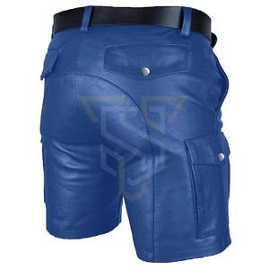 Pantalones cortos de gimnasio de cuero para hombre, ligeros y cómodos, pretina elástica, pantalones cortos de cuero con cierre de cremallera, decoración con patrón - Product Image 4