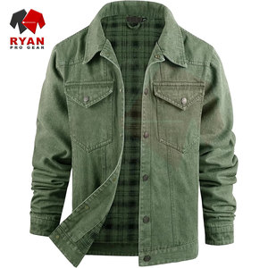 แจ็คเก็ตยีนส์ผู้ชาย พิมพ์โลโก้ตามสั่ง รับผลิตแบบ OEM ODM ผ้าฝ้ายทนทาน แจ็คเก็ตลำลอง ขายส่งจากโรงงาน - Product Image 1