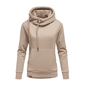 Sudadera con Capucha para Mujer, 320GSM, Algodón Grueso, Estilo Holgado, Ropa de Invierno, Logotipo Personalizado, Color Negro y Blanco Liso - Product Image 5