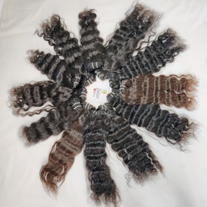 Vente en gros d'extensions de cheveux humains vierges noirs naturels faisceaux ondulés indiens bruts avec alignement des cuticules temple de vague profonde pour les femmes - Product Image 1