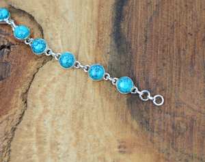 Pulsera Ajustable Redonda de Plata de Ley 925 con Turquesa Azul, Joyería Hecha a Mano para Mujer, Regalo de Moda - Product Image 5