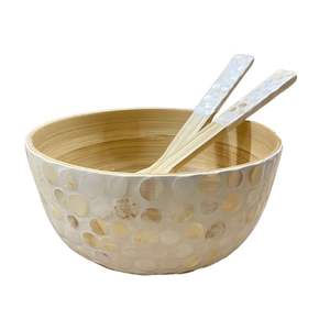 Ustensiles de cuisine du Vietnam en gros ODM filé bambou vadrouille incrustation saladier avec serveurs pour vaisselle de table restaurant fait à la main de haute qualité - Product Image 1