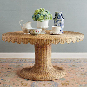 Mesa de Centro Moderna de Ratán Tejido de Lujo con Diseño Festoneado, de Alta Gama para Decoración de Interiores, Tamaños y Colores Personalizables, Artesanía HNH - Product Image 2